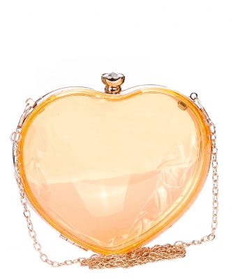 Transparent Heart Shaped Clutch Bag 6319 ORANGE